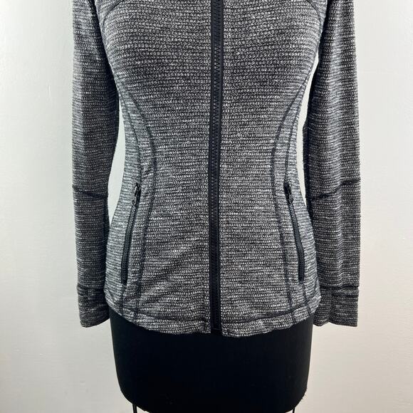 LULULEMON Define Jacket Heathered Gray White Full Zip High Neck Activewear Sz 6 - Picture 3 of 11